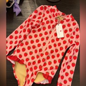 Pink Chicken Strawberry Long Sleeve Swimsuit